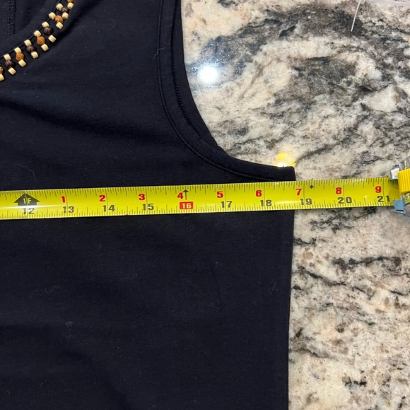 Onque‎ Tank Top Women’s Petite Large Black Brown Beige Beaded Crew Sleeveless - Picture 6 of 7